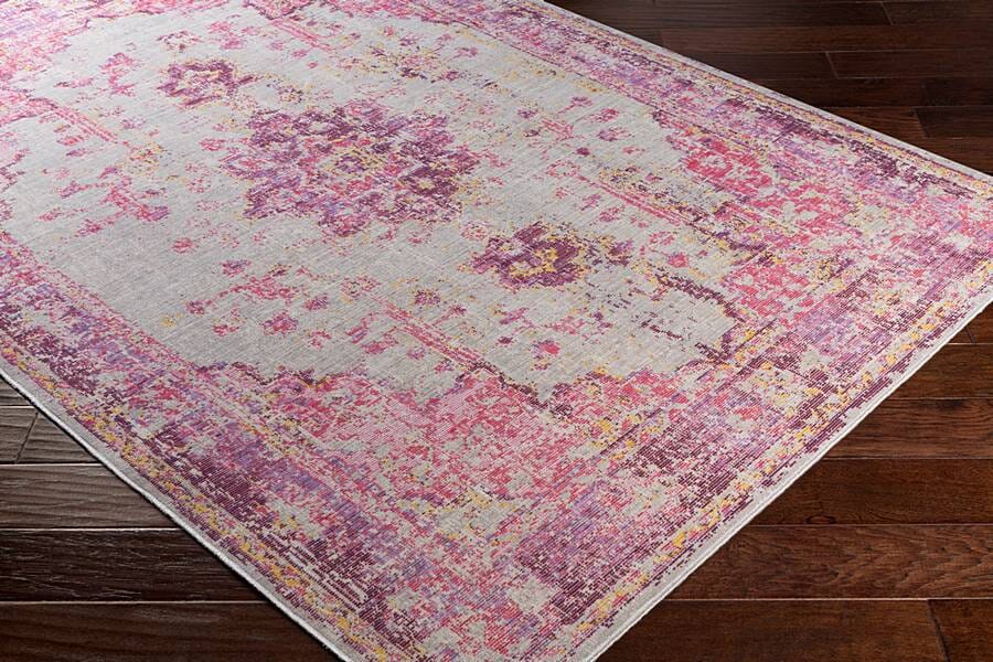 Surya Antioch Aic-2305 Bright Pink, Light Gray, Lavender Rugs.