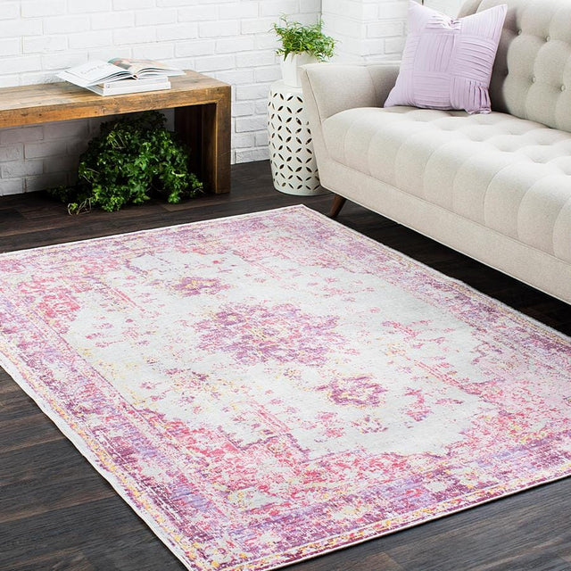 Surya Antioch Aic-2305 Bright Pink, Light Gray, Lavender Rugs.