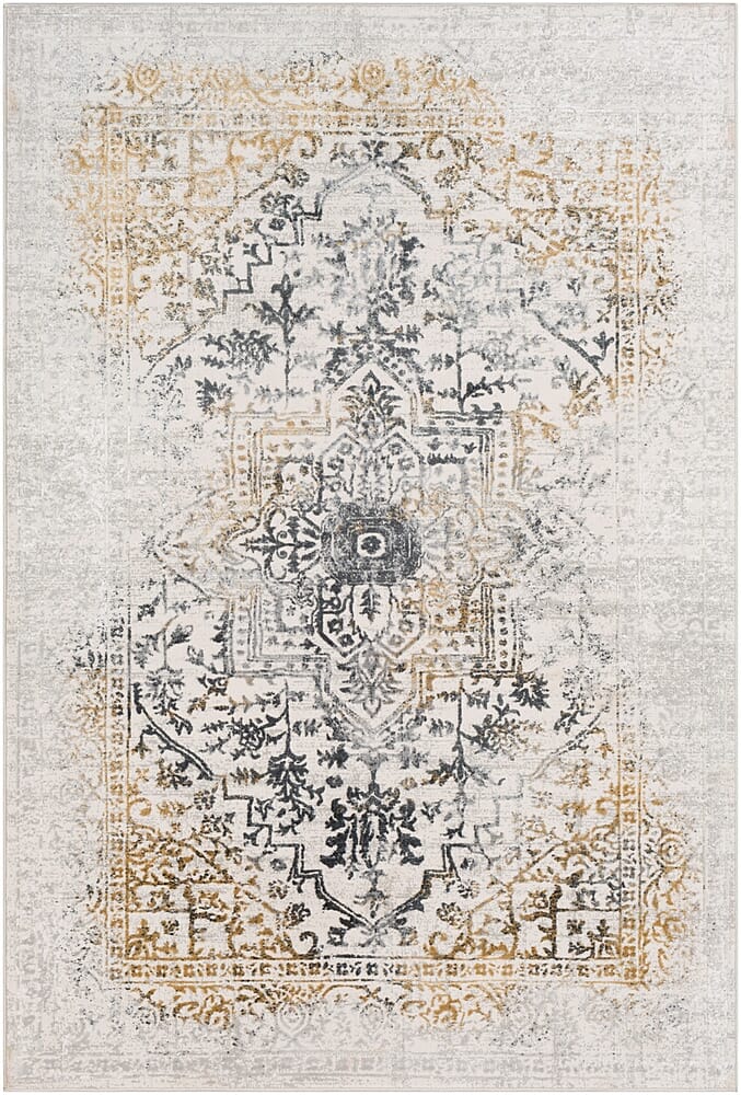 Surya Aisha Ais-2308 Charcoal, Medium Gray, Mustard Vintage / Distressed Area Rug