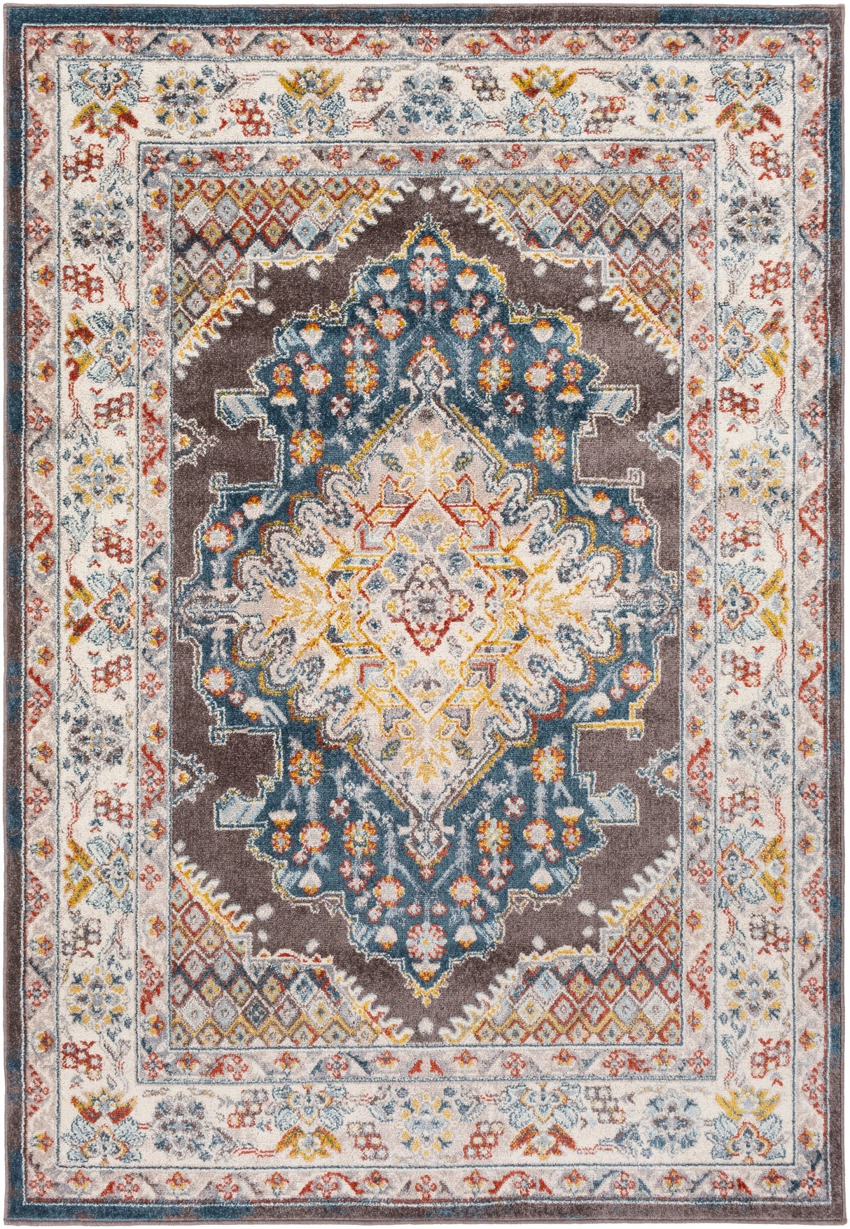 Surya Ankara Akr-2302 Teal, Pale Blue, Cream, Medium Gray Rugs.