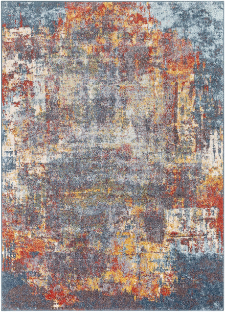 Surya Ankara Akr-2315 Teal, Sky Blue, Burnt Orange, Charcoal Rugs.