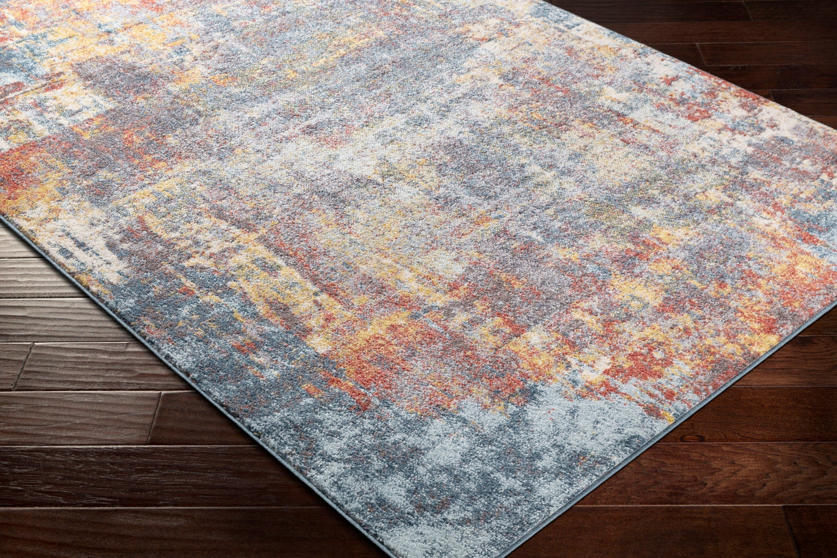 Surya Ankara Akr-2315 Teal, Sky Blue, Burnt Orange, Charcoal Rugs.
