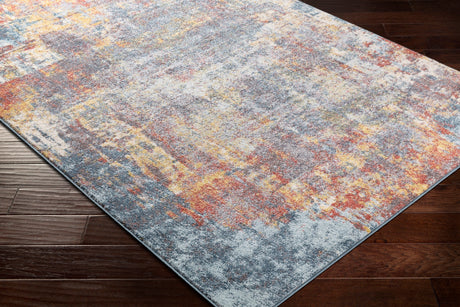 Surya Ankara Akr-2315 Teal, Sky Blue, Burnt Orange, Charcoal Rugs.
