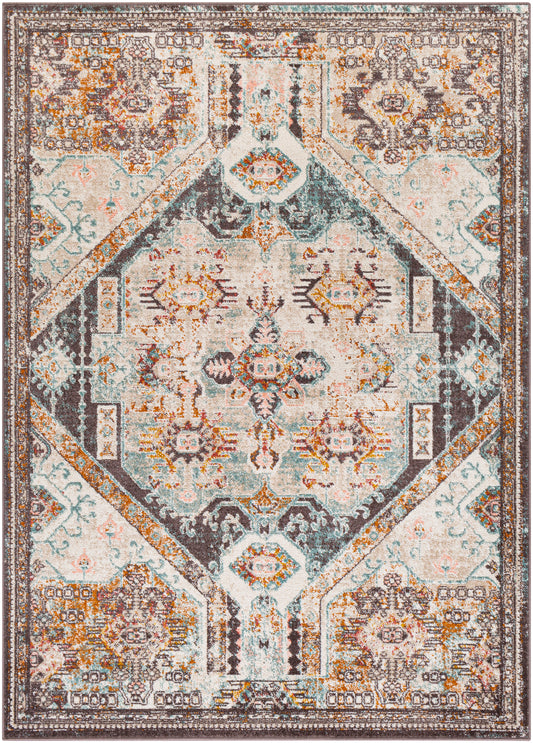 Surya Ankara Akr-2324 Aqua, Charcoal, Ivory, Pale Pink Area Rug