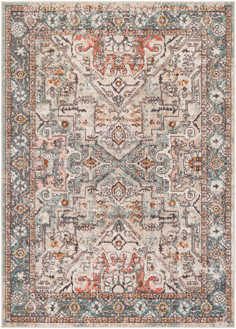 Surya Ankara Akr-2326 Brick, Charcoal, Aqua, Ivory Rugs.