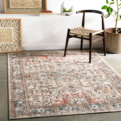 Surya Ankara Akr-2326 Brick, Charcoal, Aqua, Ivory Rugs.