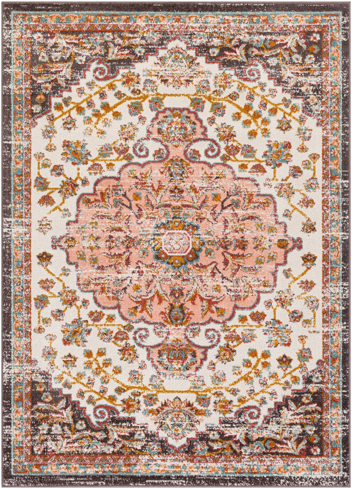 Surya Ankara Akr-2331 Pale Pink, Brick, Mustard, Burnt Orange Rugs.