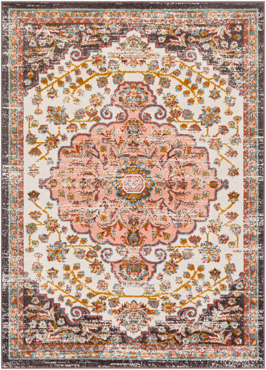 Surya Ankara Akr-2331 Pale Pink, Brick, Mustard, Burnt Orange Area Rug