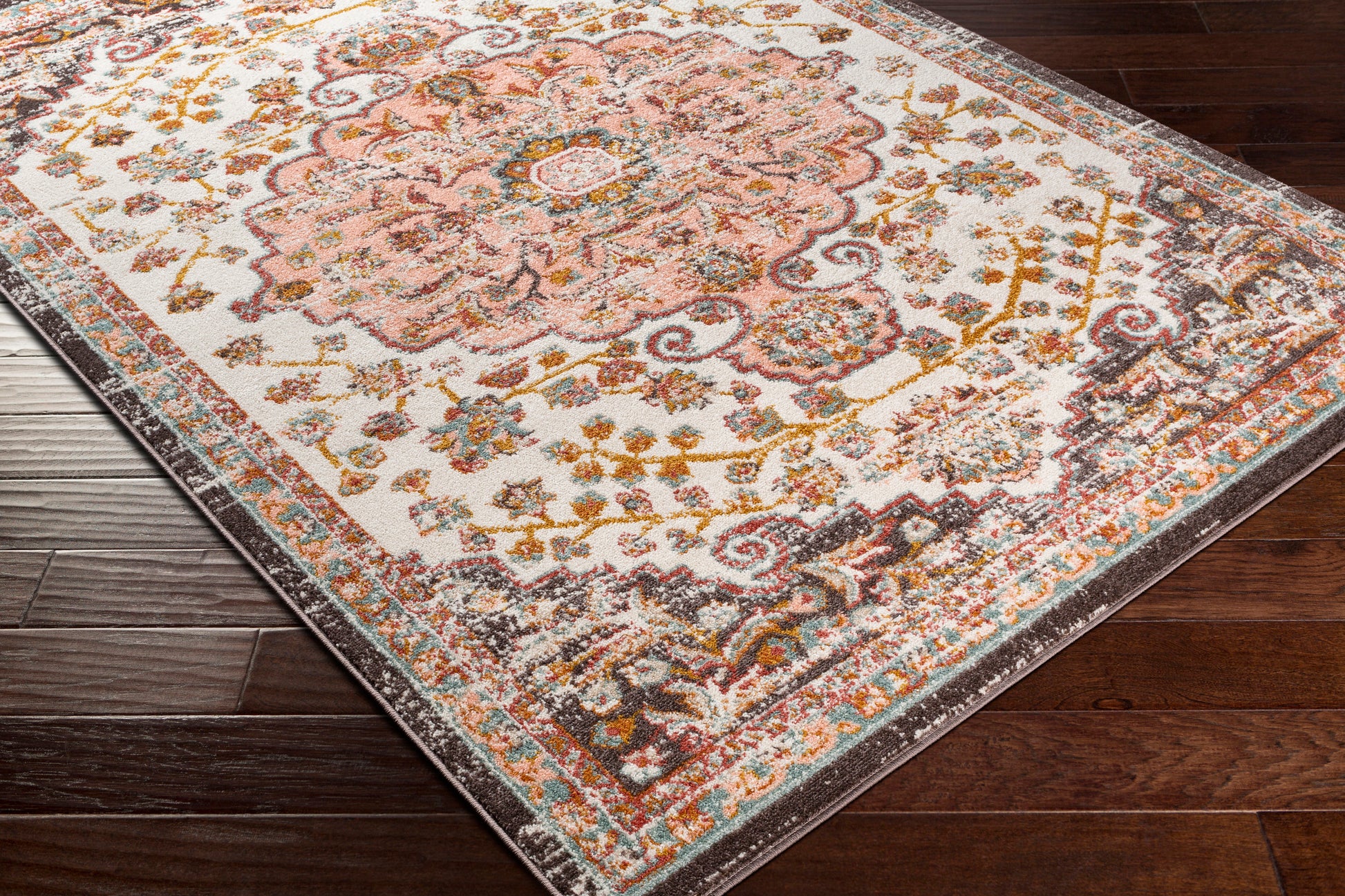 Surya Ankara Akr-2331 Pale Pink, Brick, Mustard, Burnt Orange Area Rug