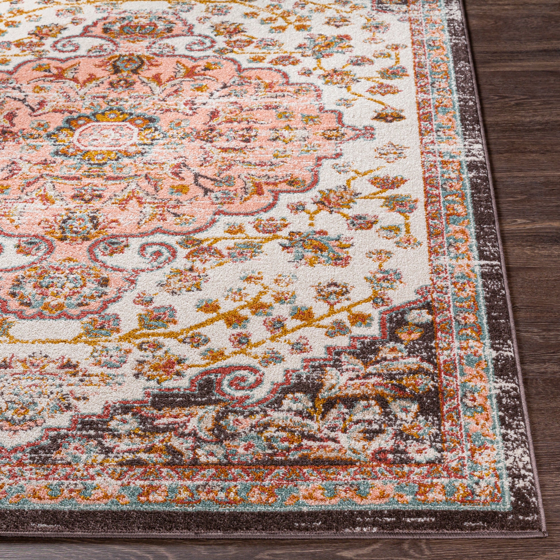 Surya Ankara Akr-2331 Pale Pink, Brick, Mustard, Burnt Orange Area Rug