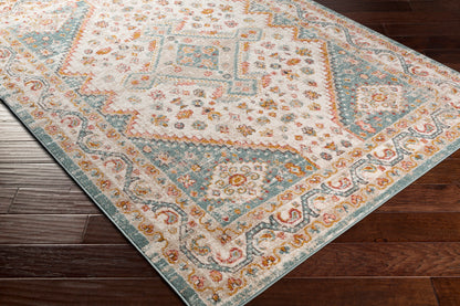 Surya Ankara Akr-2337 Aqua, Mustard, Brick, Ivory Area Rug