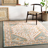 Surya Ankara Akr-2337 Aqua, Mustard, Brick, Ivory Area Rug