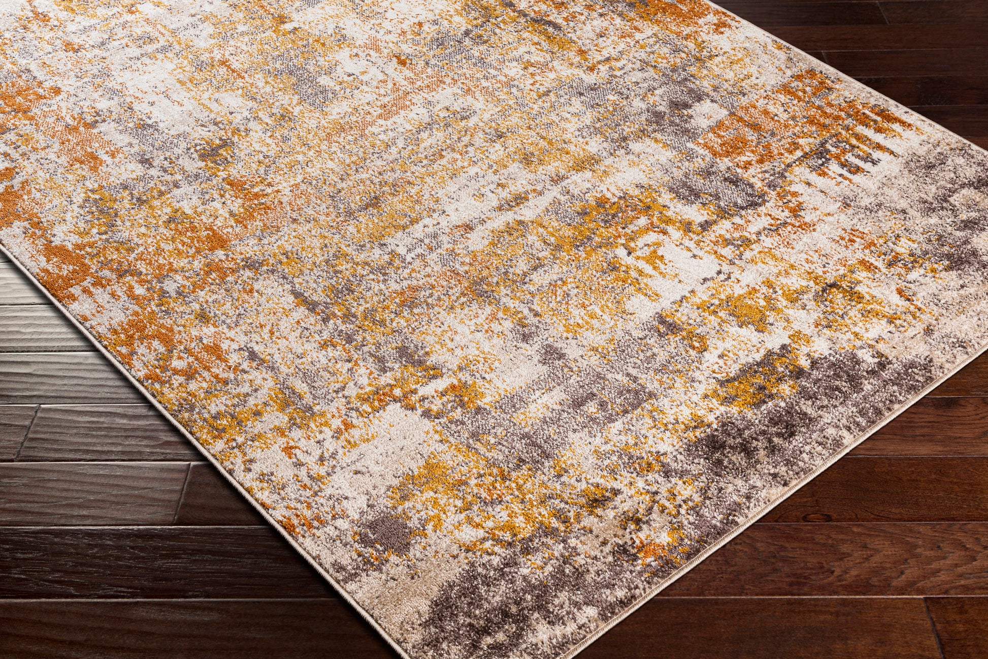 Surya Ankara Akr-2348 Dark Brown, Burnt Orange, Mustard, Light Gray Area Rug