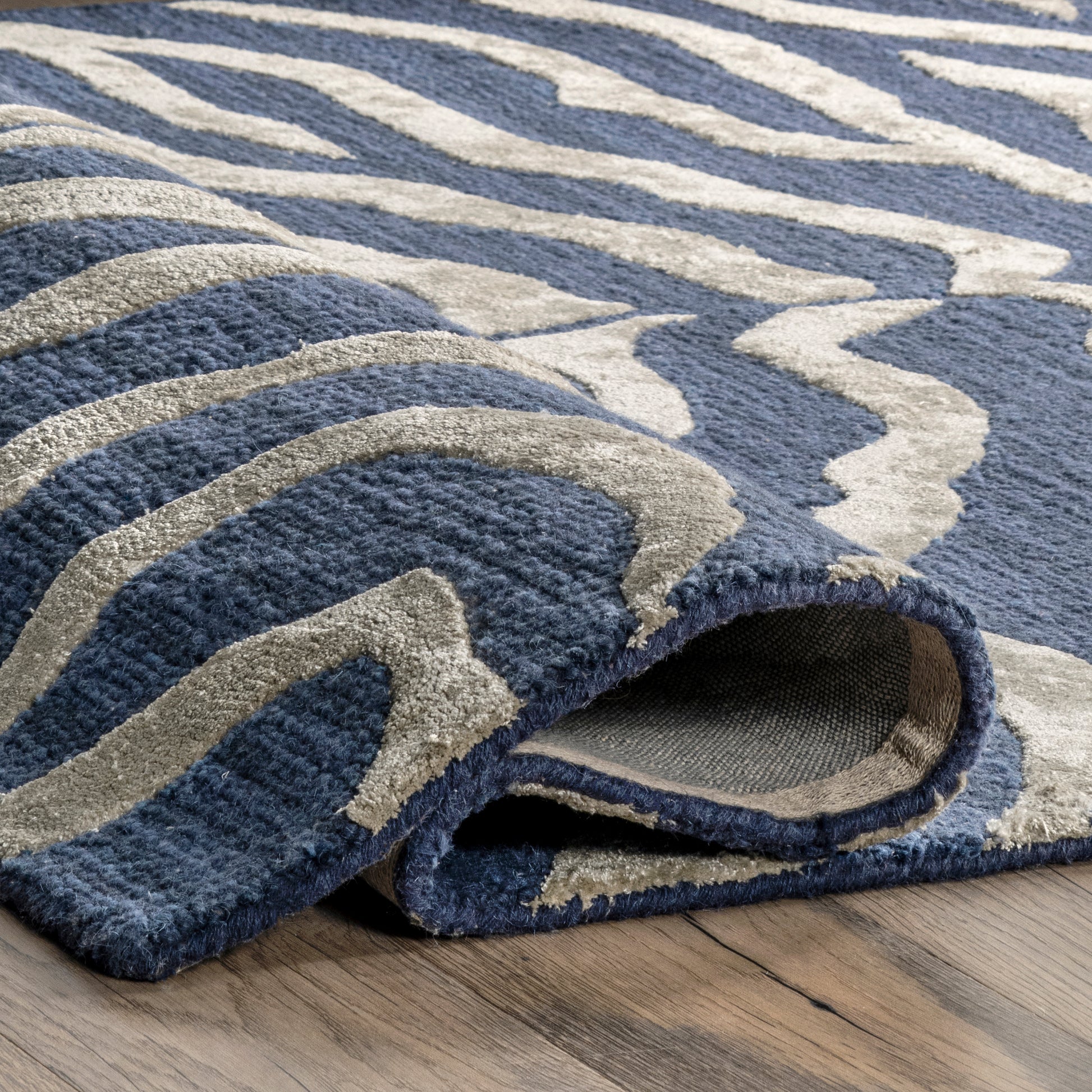 Nuloom Plush Zebra Npl3627A Blue Area Rug