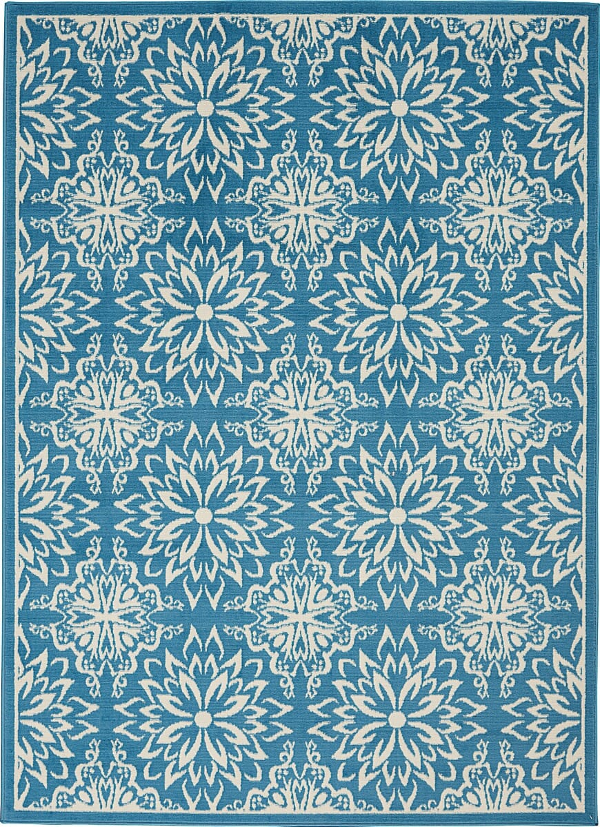 Nourison Jubilant Jub06 Ivory / Blue Damask Area Rug