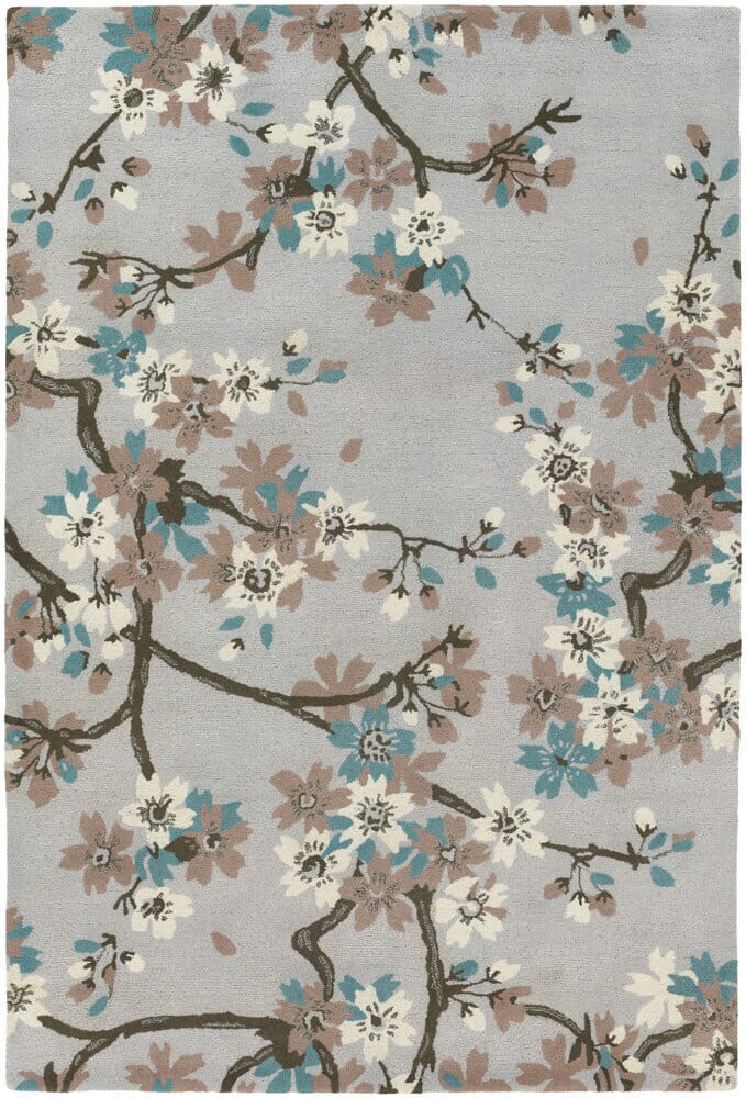 Chandra Alfred Shaheen Alf2110 Grey Floral / Country Area Rug
