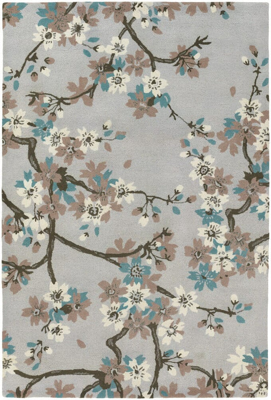 Chandra Alfred Shaheen Alf2110 Grey Floral / Country Area Rug