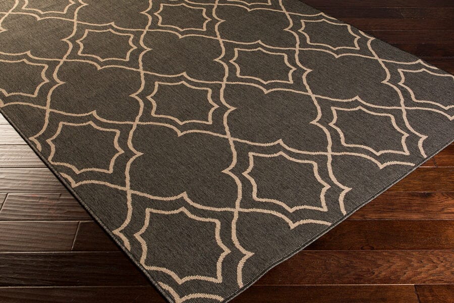 Surya Alfresco Alf-9590 Black / Taupe Rugs.