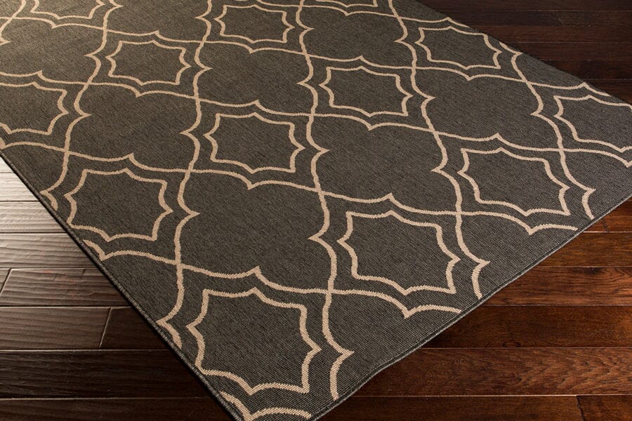 Surya Alfresco Alf-9590 Black / Taupe Geometric Area Rug