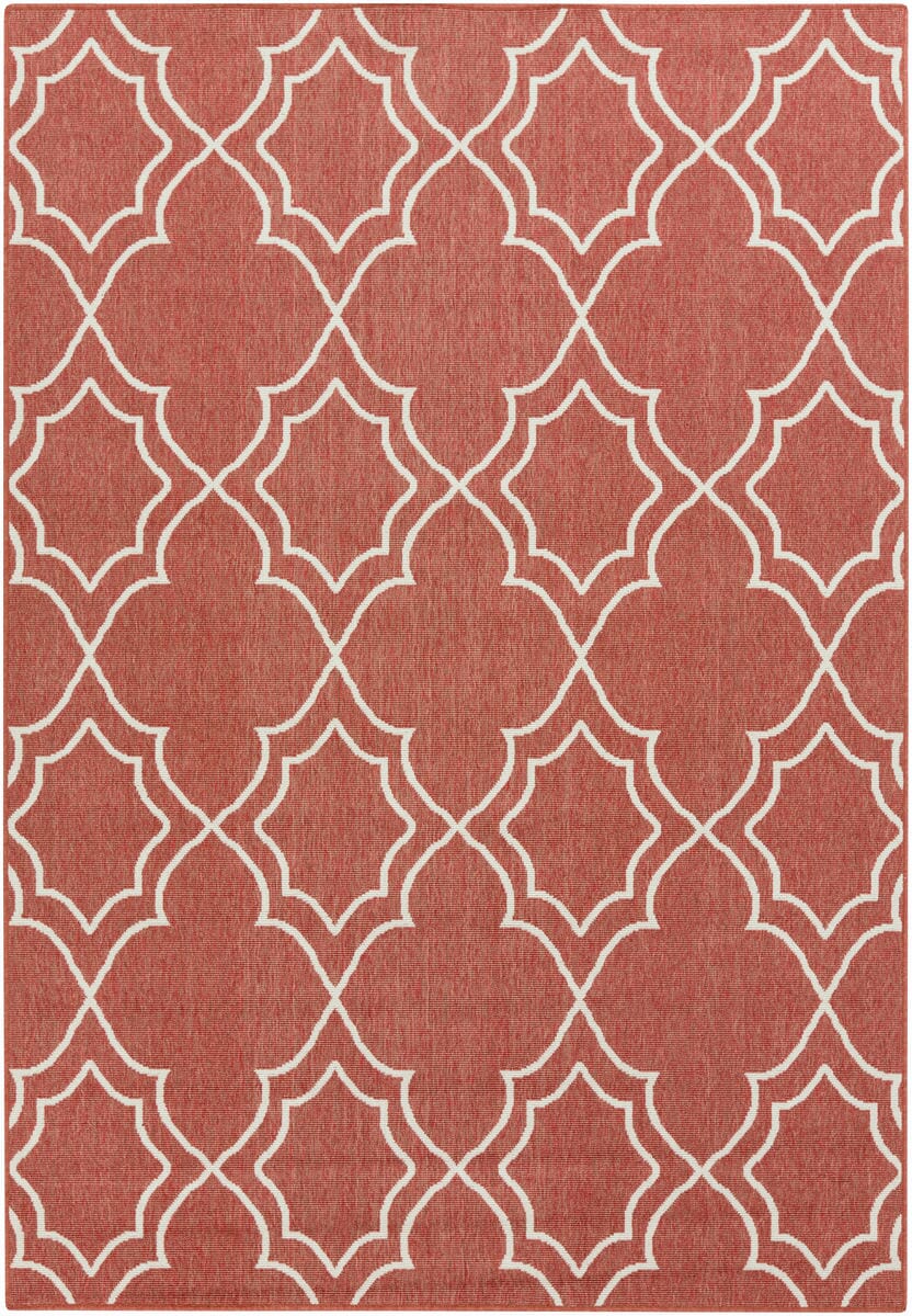 Surya Alfresco Alf-9591 Cherry / Ivory Geometric Area Rug