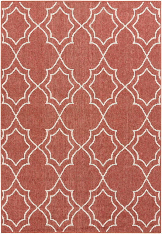 Surya Alfresco Alf-9591 Cherry / Ivory Geometric Area Rug