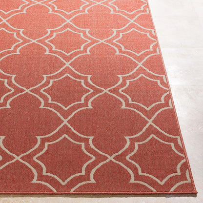 Surya Alfresco Alf-9591 Cherry / Ivory Geometric Area Rug