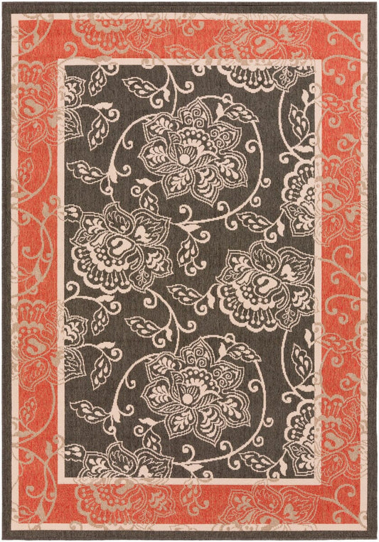 Surya Alfresco Alf-9592 Black / Cherry / Beige / Taupe Area Rug