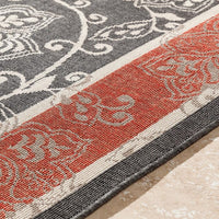 Surya Alfresco Alf-9592 Black / Cherry / Beige / Taupe Area Rug