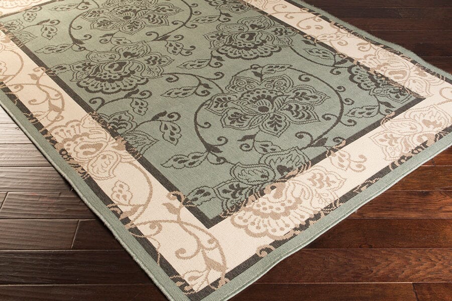Surya Alfresco Alf-9594 Moss / Ivory / Black / Taupe Rugs.