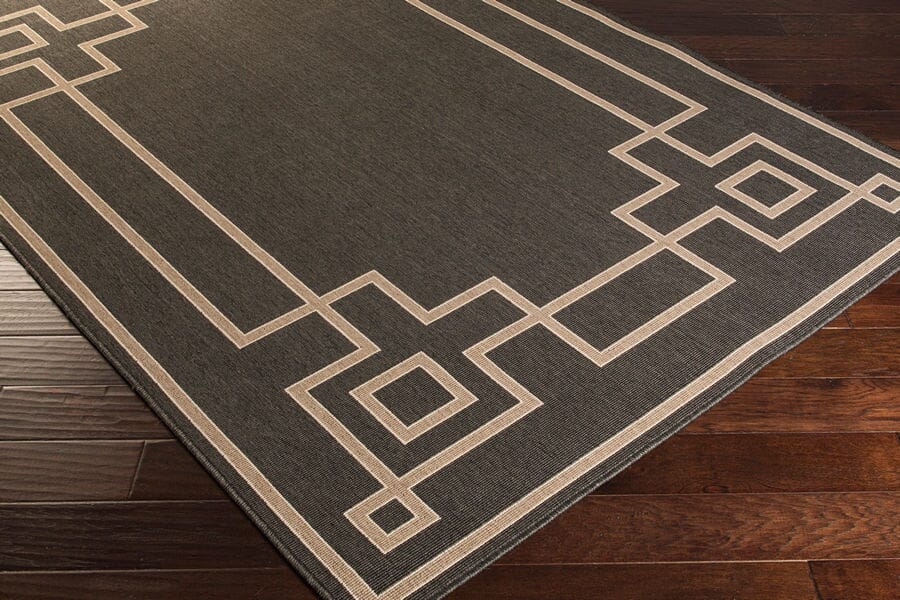 Surya Alfresco Alf-9630 Black / Taupe / Beige Rugs.