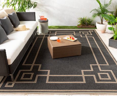 Surya Alfresco Alf-9630 Black / Taupe / Beige Rugs.