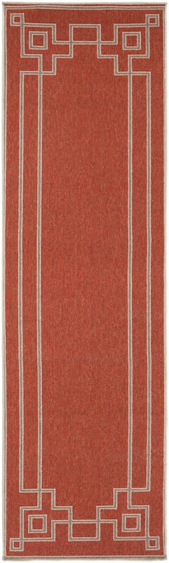 Surya Alfresco Alf-9631 Cherry / Taupe / Beige Bordered Area Rug