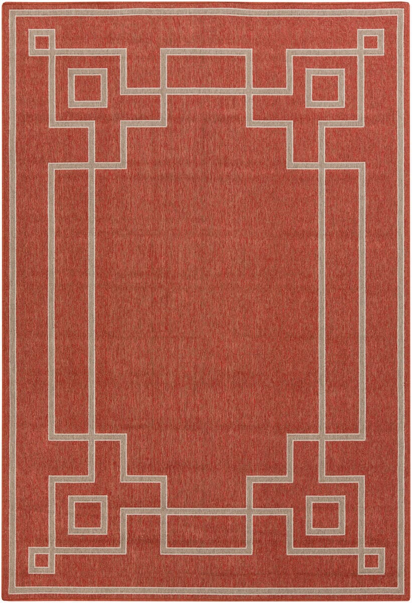 Surya Alfresco Alf-9631 Cherry / Taupe / Beige Bordered Area Rug