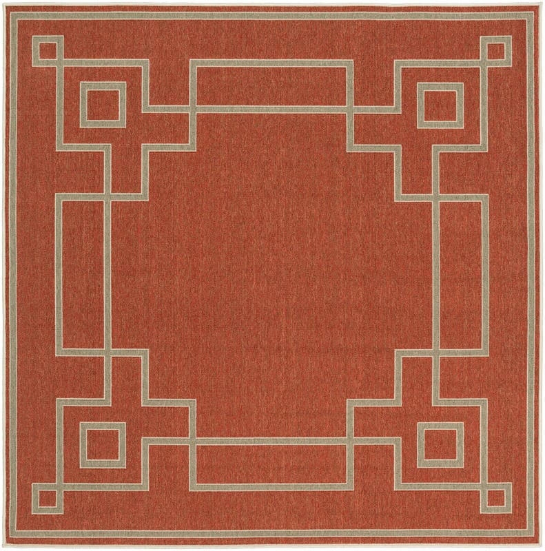 Surya Alfresco Alf-9631 Cherry / Taupe / Beige Bordered Area Rug