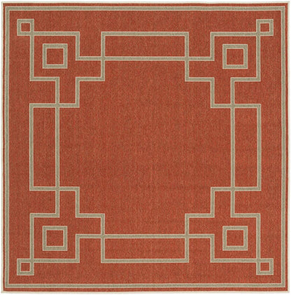 Surya Alfresco Alf-9631 Cherry / Taupe / Beige Bordered Area Rug