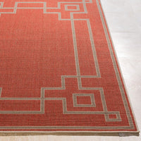 Surya Alfresco Alf-9631 Cherry / Taupe / Beige Bordered Area Rug