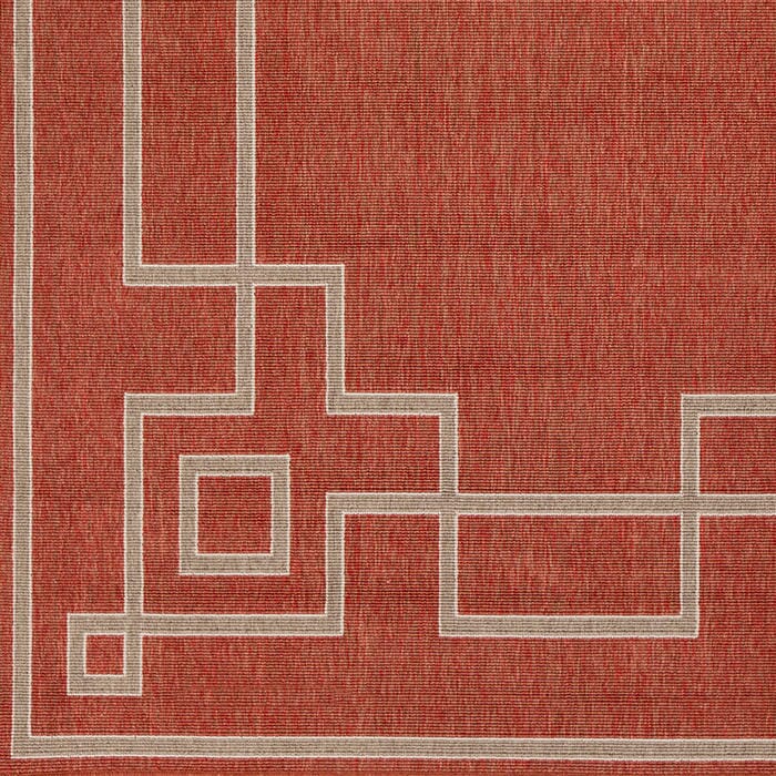 Surya Alfresco Alf-9631 Cherry / Taupe / Beige Bordered Area Rug