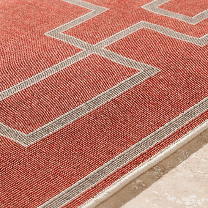 Surya Alfresco Alf-9631 Cherry / Taupe / Beige Bordered Area Rug