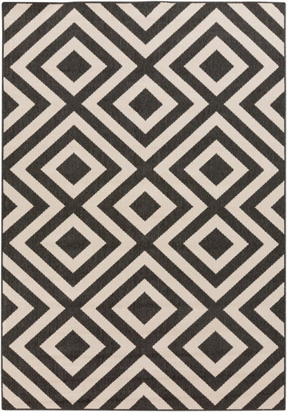 Surya Alfresco Alf-9639 Black / Beige Geometric Area Rug