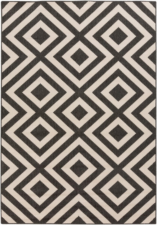 Surya Alfresco Alf-9639 Black / Beige Geometric Area Rug