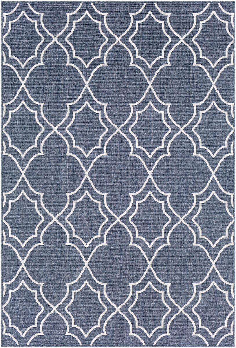 Surya Alfresco Alf-9650 Charcoal, White Geometric Area Rug