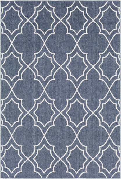 Surya Alfresco Alf-9650 Charcoal, White Geometric Area Rug