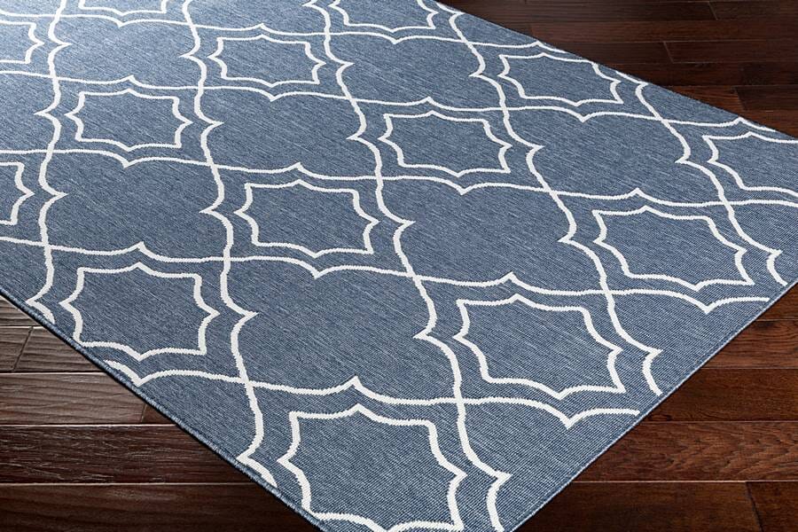 Surya Alfresco Alf-9650 Charcoal, White Geometric Area Rug