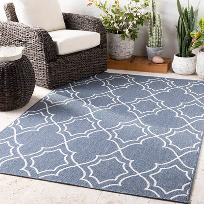 Surya Alfresco Alf-9650 Charcoal, White Geometric Area Rug