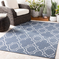 Surya Alfresco Alf-9650 Charcoal, White Geometric Area Rug