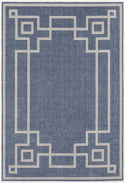 Surya Alfresco Alf-9654 Charcoal, Taupe, White Bordered Area Rug