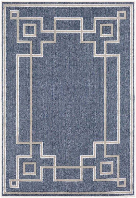 Surya Alfresco Alf-9654 Charcoal, Taupe, White Bordered Area Rug