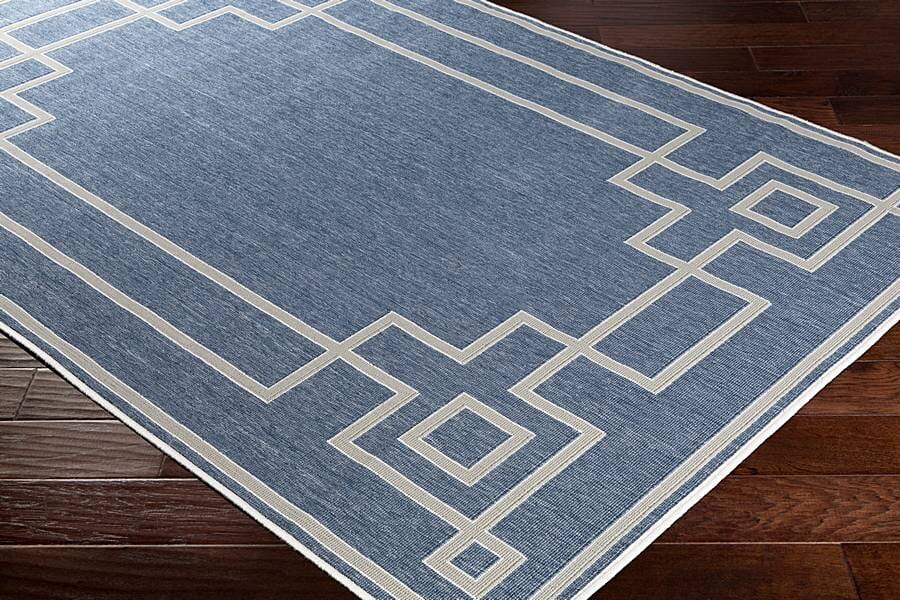 Surya Alfresco Alf-9654 Charcoal, Taupe, White Bordered Area Rug