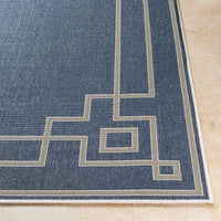 Surya Alfresco Alf-9654 Charcoal, Taupe, White Bordered Area Rug