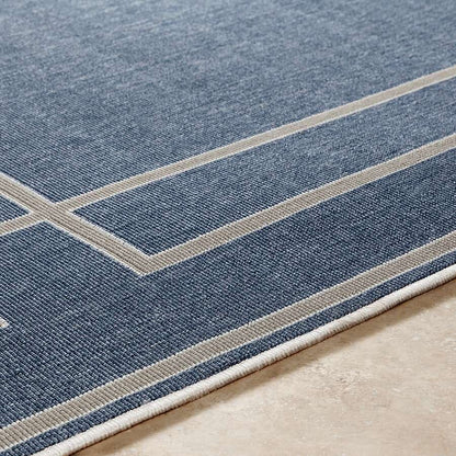 Surya Alfresco Alf-9654 Charcoal, Taupe, White Bordered Area Rug